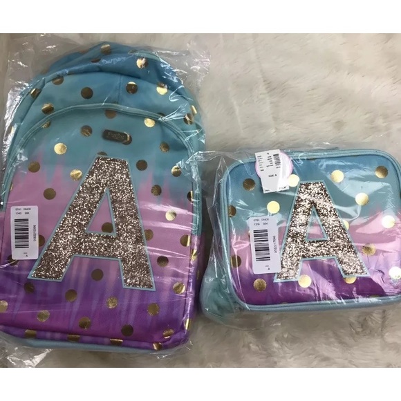 justice ombre foil dot initial backpack